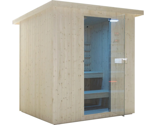 Sauna ze dřeva se skleněnými dveřmi