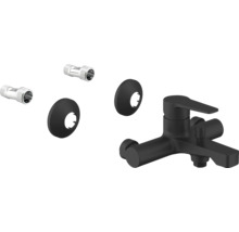 Černá vanová baterie s S-přípojkami a rozetami