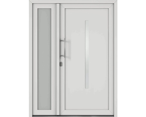 Vchodové dveře s bočním dílem a svislou skleněnou vložkou