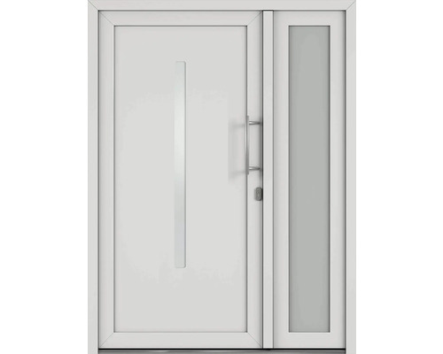 Vchodové dveře s bočním dílem a podlouhlou skleněnou vložkou