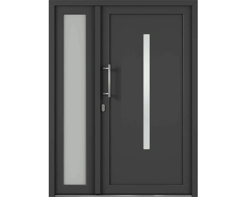 Vchodové dveře s bočním dílem, klikou a skleněnou vložkou