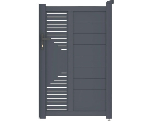 Zahradní branka s vodorovnými lamelami a rukojetí