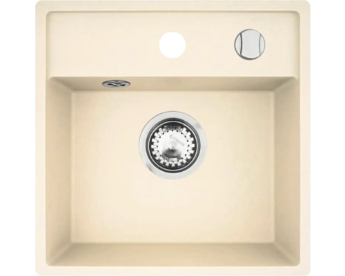 Dřez z kompozitního materiálu s odtokovou armaturou