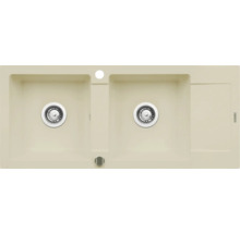 Dřez se dvěma mísami a odkapávací plochou