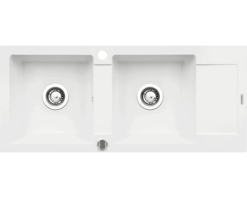 Dřez Pyramis MIDO 500 bílá 070091001 Dřez se dvěma vanami a odkapávací plochou