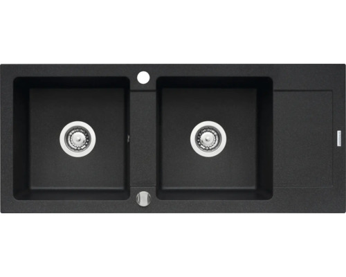 Dřez Pyramis MIDO 500 granit černý 070090801 Dvojitý granitový dřez s odkapávací plochou