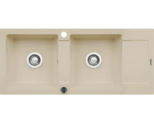 Dřez se dvěma mísami a odkapávací plochou