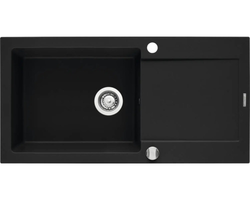 Černý dřez s odkapávací plochou
