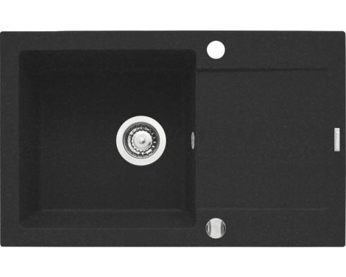 Dřez Pyramis MIDO 500 granit černý 070089001 Černý granitový kuchyňský dřez s odkapávací plochou