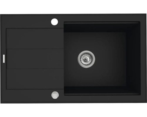 Dřez Pyramis SPARTA 480 granit černý 070083701 Černý kuchyňský dřez s odkapávací plochou a umyvadlem