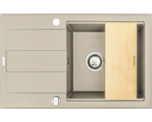 Dřez Pyramis SPARTA 480 béžová 070083601 Silgranitový dřez s odkapávací plochou a krájecí deskou