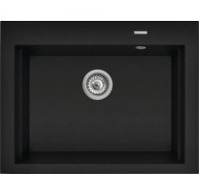 Černý kompozitní kuchyňský dřez s odtokovou armaturou