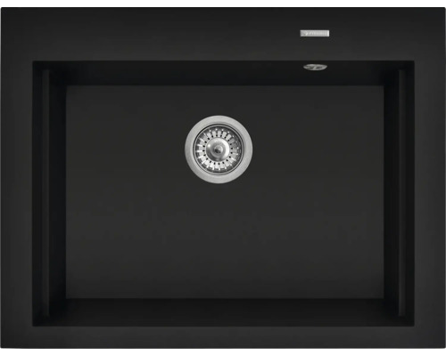 Černý kompozitní kuchyňský dřez s odtokovou armaturou