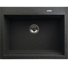 Černý kompozitní dřez s odtokovou armaturou