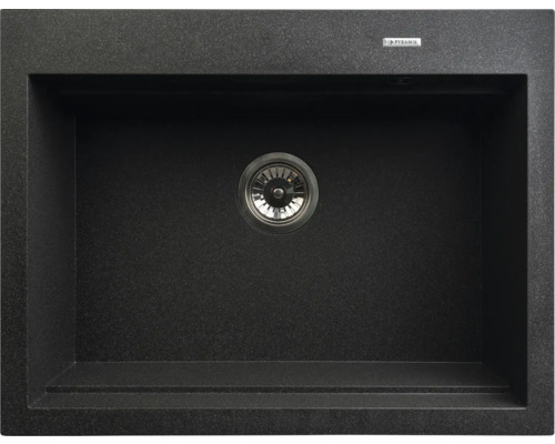 Černý kompozitní dřez s odtokovou armaturou