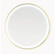 Kulaté zrcadlo s LED osvětlením a zlatým rámem