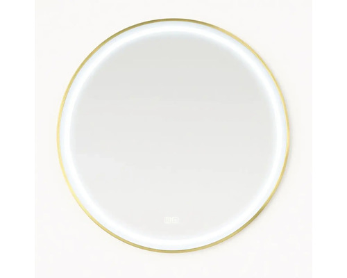 Kulaté zrcadlo s LED osvětlením a zlatým rámem