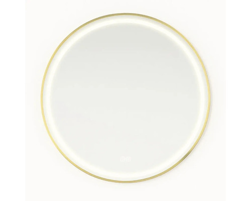 Kulaté zrcadlo s osvětlením a zlatým rámem