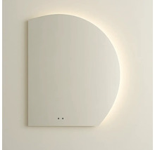 Půlkruhový zrcadlo s osvětlením pro montáž na stěnu