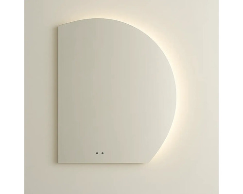 Půlkruhový zrcadlo s osvětlením pro montáž na stěnu