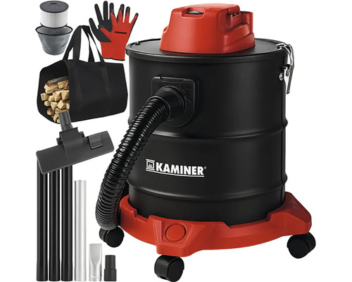 Vysavač na popel s příslušenstvím, jako je filtr, rukavice, taška a trysky