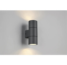 Tmavě šedé nástěnné svítidlo se dvěma světelnými zdroji pro venkovní použití