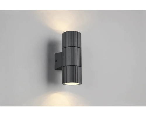 Tmavě šedé nástěnné svítidlo se dvěma světelnými zdroji pro venkovní použití