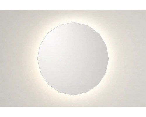 Kulaté zrcadlo s fazetovým okrajem a nepřímým osvětlením