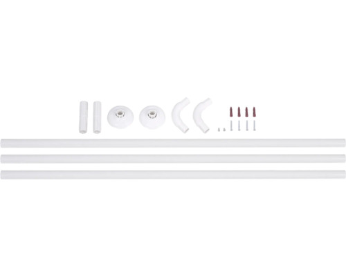 Tyč sprchového závěsu Differnz 92 x 175 cm Kompletní sprchový závěs tyč sada s tyčemi, oblouky, upevněními a montážním příslušenstvím