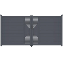 Dvoukřídlá brána z hliníku s vodorovnými lamelami