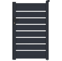 Hliníková zahradní branka s vodorovnými lamelami a klikou