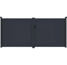 Hliníková dvoukřídlá brána pro venkovní použití s klikou a zámkem