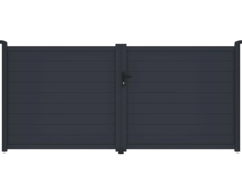 Hliníková dvoukřídlá brána pro venkovní použití s klikou a zámkem