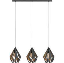 Závěsné svítidlo se třemi žárovkami a geometrickými stínidly