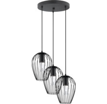 Závěsné svítidlo se třemi žárovkami s kovovými drátěnými stínidly