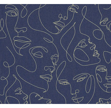 Vliesová tapeta s line-art vzorem obličejů v minimalistickém stylu.