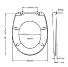 Technický nákres WC sedátka s rozměry