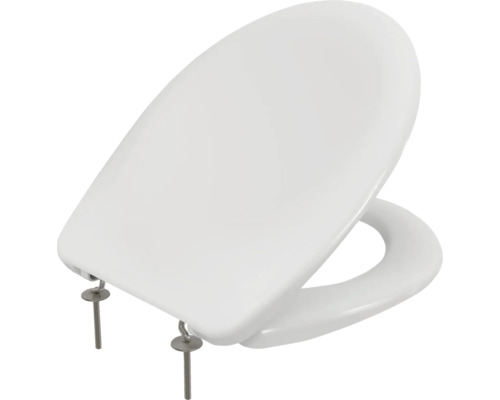 Toaletní sedátko ze sanitární keramiky s upevňovacím materiálem