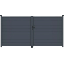 Dvoukřídlá hliníková brána s klikou a zámkem