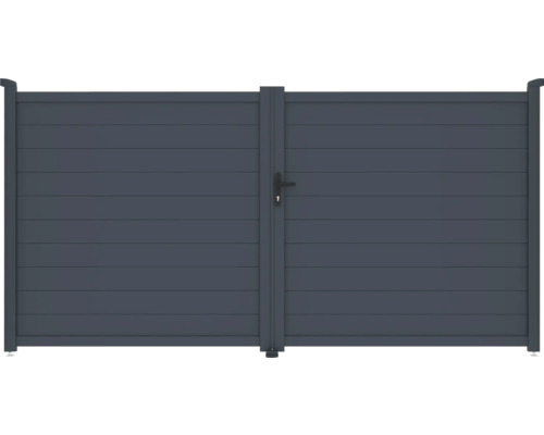 Dvoukřídlá hliníková brána s klikou a zámkem