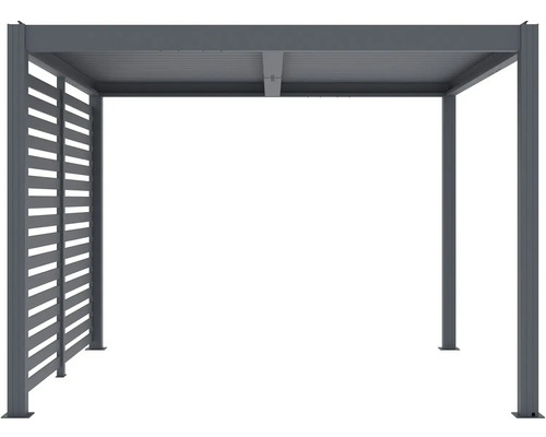 Moderní šedé hliníkové zastřešení terasy s lamelovou stěnou