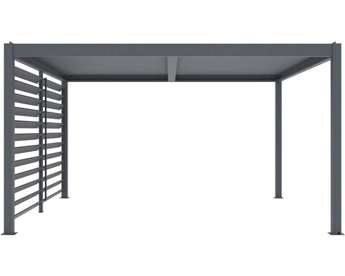 Kovový zahradní altán s lamelovou stěnou