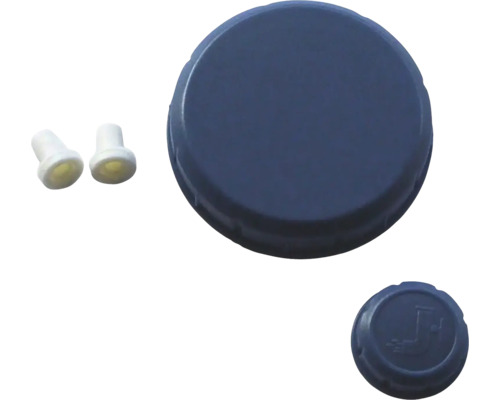 Modré víko a dva bílé ventily