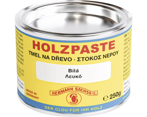 Hermann Sachse und Company Tmel na dřevo, 250 gramová dóza, bílá pasta na opravu dřeva.