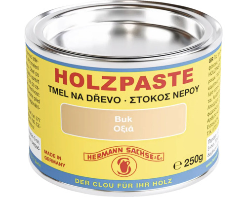 250gramová plechovka tmelu na dřevo Hermann Sachse v odstínu buk.