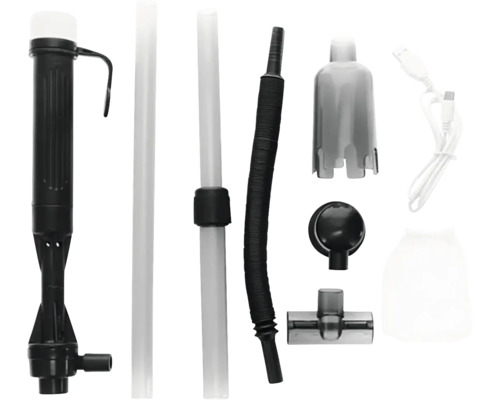 Sada čističe akvária s různými nástavci a příslušenstvím