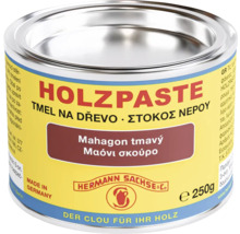 Tmel na dřevo Hermann Sachse, tmavý mahagon, balení 250 gramů na opravu dřevěných povrchů.