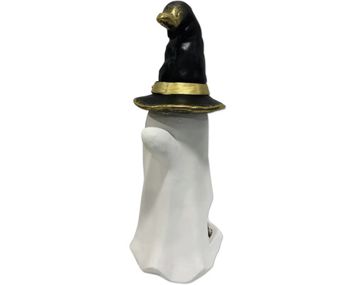 Dekorativní figurka ducha s kloboukem čarodějnice na Halloween