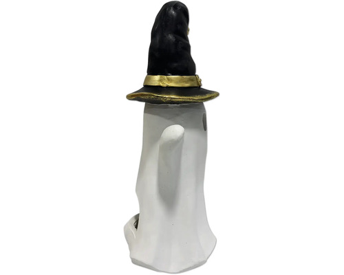 Figurka ducha s čarodějnickým kloboukem jako halloweenská dekorace