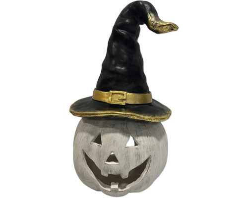 Dekorativní dýňová figurka s čarodějnickým kloboukem pro Halloween
